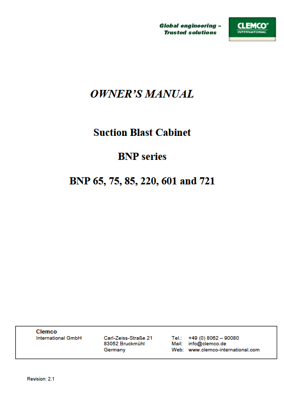 BNP 601 Blast Cabinet